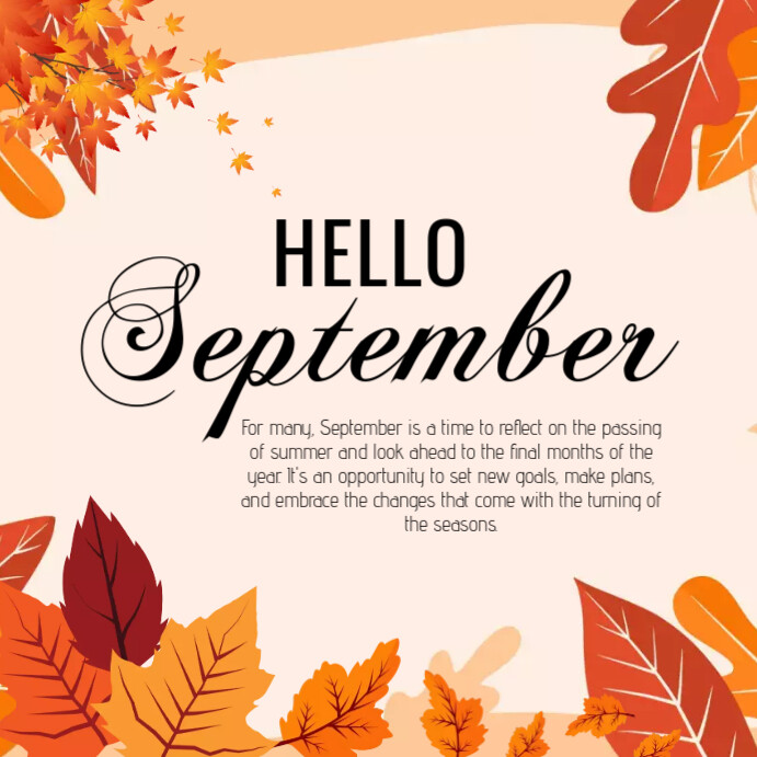 Plantilla de Brown Elegant Hello September | PosterMyWall