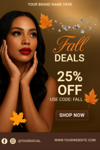 Brown  Fall Deals Flyer Template – Elegant Autumn Sale Poster For Beauty, Fashion & E-commerce Promo Plakat