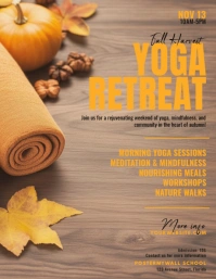 Brown Fall Harvest Yoga Retreat Flyer (us Letter) Pamflet (Letter AS) template