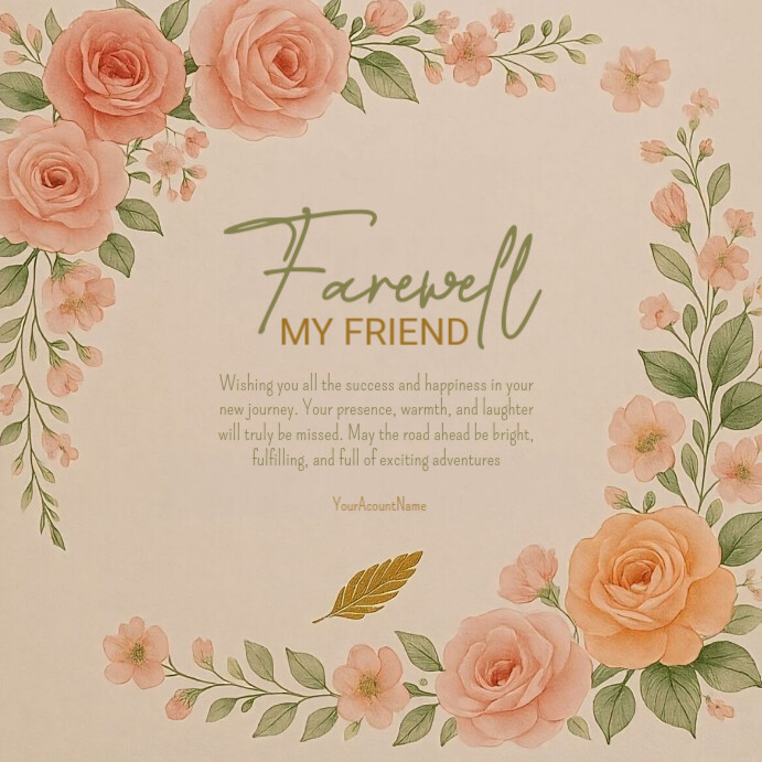 Brown Farewell Card For Friend Square (1:1) template