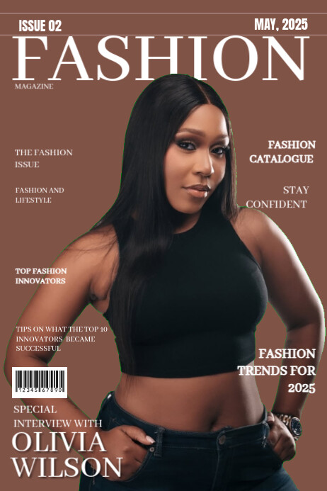 Brown Fashion Magazine Model Poster templaat | PosterMyWall