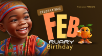 Brown February Birthday Celebration YouTube Thumbnail template