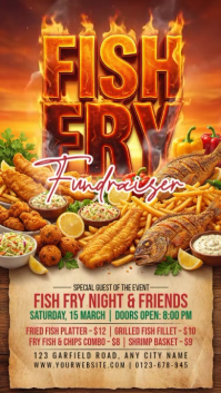 Brown Fish Fry Fundraiser Instagram Story template