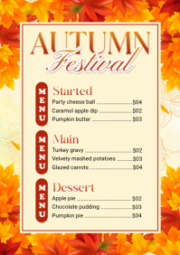 Yellow Autumn Festival Menu A3 Template