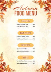 Jaune Autumn Food Menu A3 Template