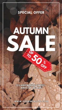 Brown Floral Autumn Sale Tampilan Digital (9: Digitalanzeige (9:16) template