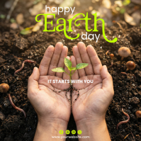 Brown Floral Earth Day Square Isikwele (1:1) template