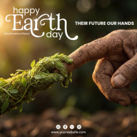 Brown Floral Earth Day Square Video template