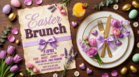 Brown Floral Easter Brunch Digital Display Affichage numérique (16:9) template