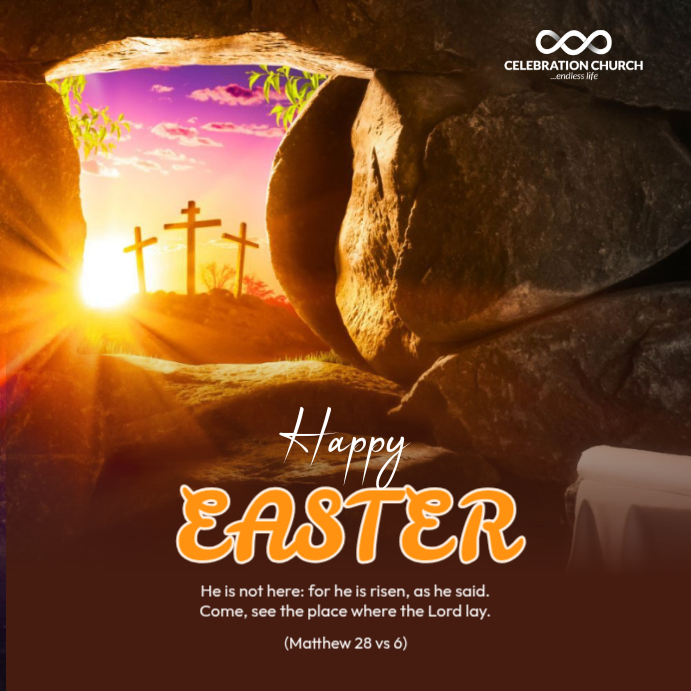 Brown floral editable he is risen easter celebration instagram post ...