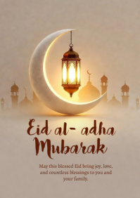 Brown Floral Eid al-adha Celebration A3 template