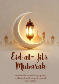 Brown Floral Eid al-Fitr Celebration A3 template