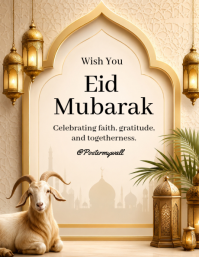 สีน้ำตาล Eid Mubarak Celebration 传单(美国信函) Template