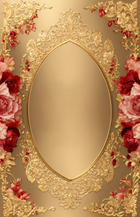 Brown Floral Elegant Background Template For Wedding Cards Half Page Wide Meia página larga