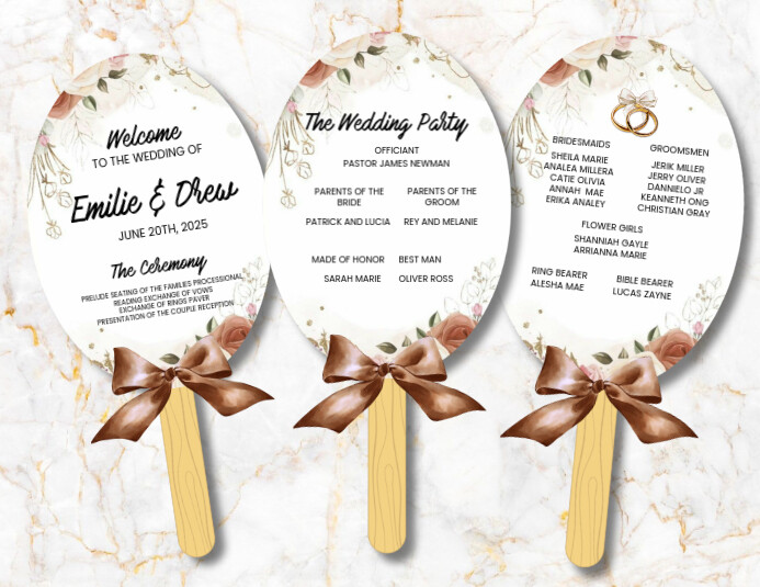 Brown Floral Fan Wedding Invitation Template | PosterMyWall