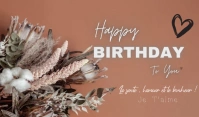Brown Floral French Birthday Card Tag template
