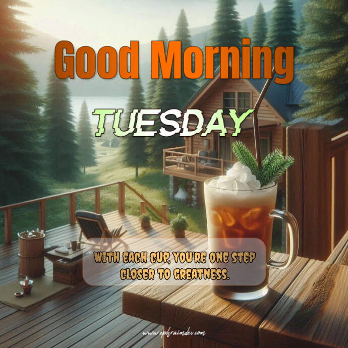 Brown Floral Good Morning Tuesday Logo Template | PosterMyWall