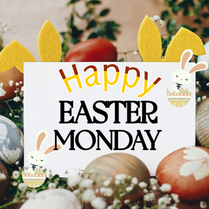 Brown Floral Happy Easter Monday Instagram Post Template | PosterMyWall