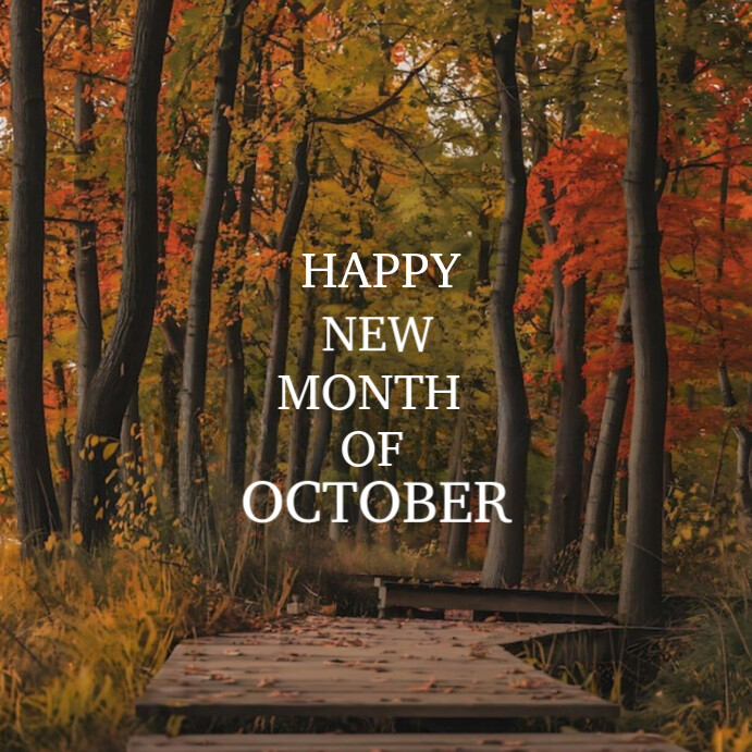 Brown Floral Happy New Month Of October Instagram Post Template ...