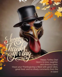 Brown Floral Happy Thanksgiving Video Ad Instagram Portrait template