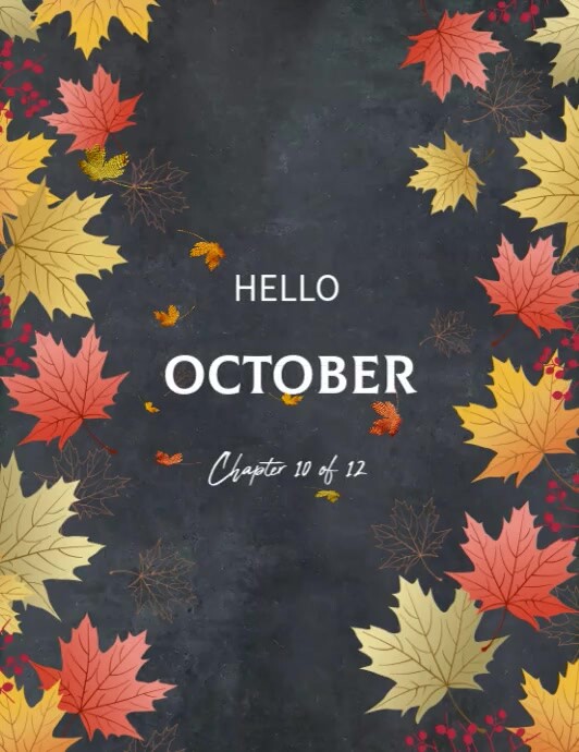 Brown Floral Hello October Flyer Template Flyer (us Letter) | PosterMyWall