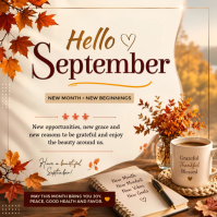 棕色 September Greetings Carré Template