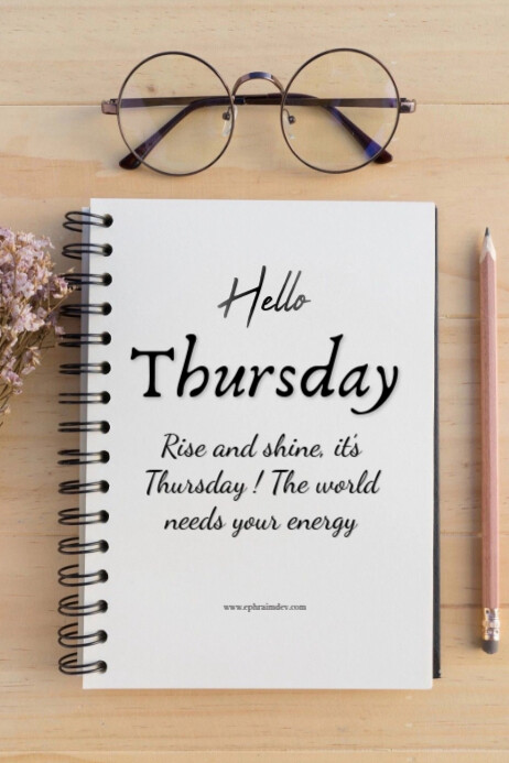 Copy of Brown Floral Hello Thursday Poster | PosterMyWall