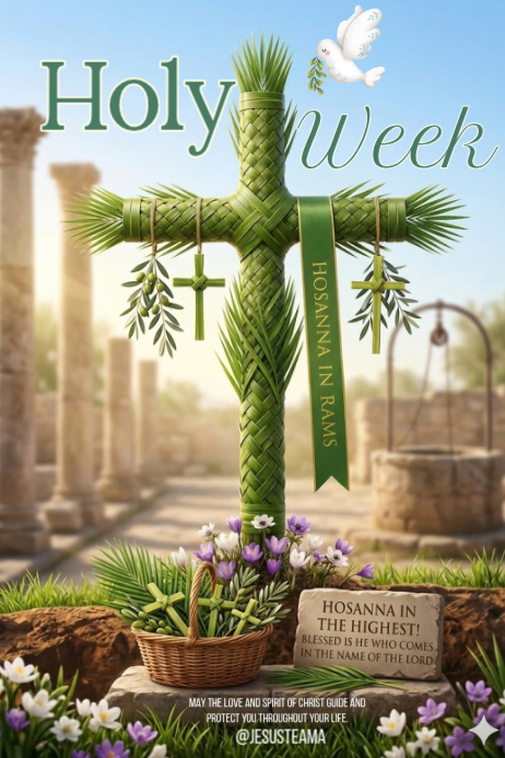 Brown Floral Holy Week Poster hosanna Palm Sunday Templat | PosterMyWall