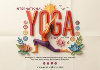 Brown Floral International Day of Yoga Postcard Video 明信片 template
