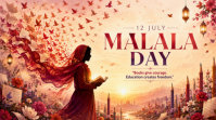 Brown Floral Malala Day Digital Display template