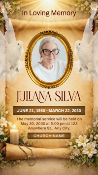 Brown Floral Memorial Service Instagram Story template