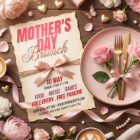 Brown Floral Mother's Day Brunch Instagram Post template