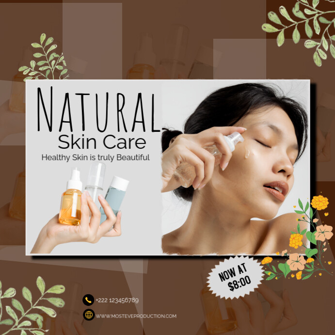 Copy of Brown Floral Natural Beauty Skin Care Instagram Post | PosterMyWall