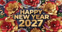 Vermelho New Year Celebration Gedeelde afbeelding op Facebook Template
