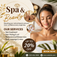 สีน้ำตาล Spa and Beauty Services Post Instagram Template
