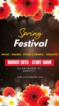 Brown Floral Spring Festival Tampilan Digital (9:16) template