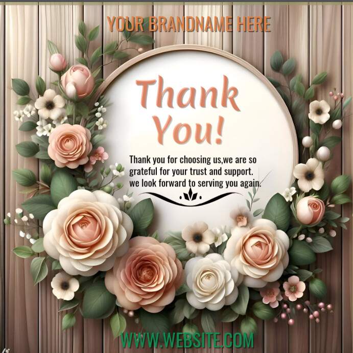 Copy of Brown Floral Thank You Design Instagram Post | PosterMyWall