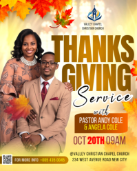 Brown Floral Thanksgiving Church Service sunday pastor image photo poster template Instagram Portrai