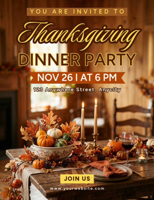 Thanksgiving Dinner Party Template | PosterMyWall