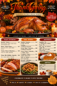 Brown Thanksgiving Menu Poster Template