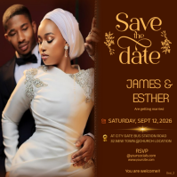 Brown Wedding Invitation Quadrado Template