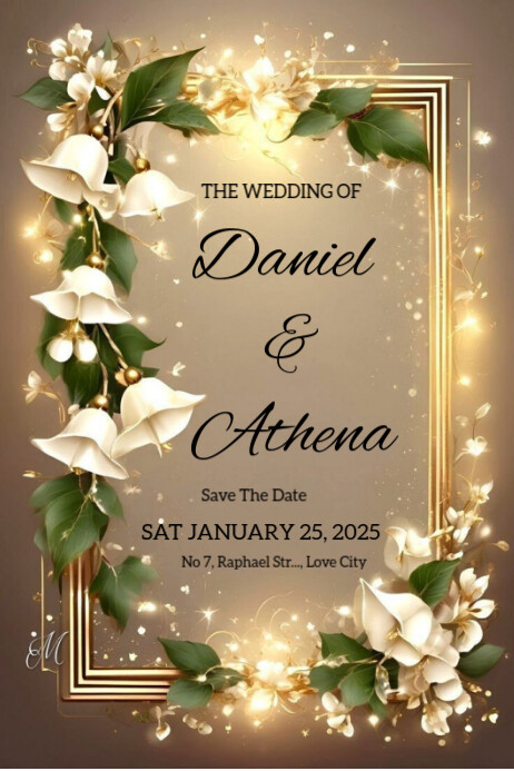 Brown Floral Weeding Invitation Template | PosterMyWall