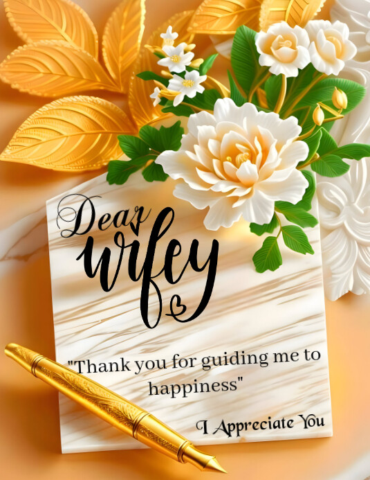 Brown Floral Wife Appreciation Day Card Flye Template | PosterMyWall