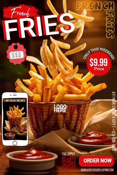 Brown  French Fries  Poster Plakkaat template