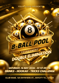 Brown Futuristic 8-Ball Pool Tournament A4 template