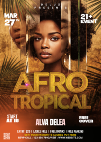 Brown Futuristic Afro Tropical Event A6 template