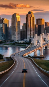 Brown Futuristic Country View Digital Display (9:16) template