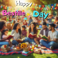 Brown Futuristic Happy Bestille Day  Instagram Post template