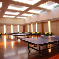 Brown Futuristic Modern Indoor Table Tennis Hall  Instagram Post template