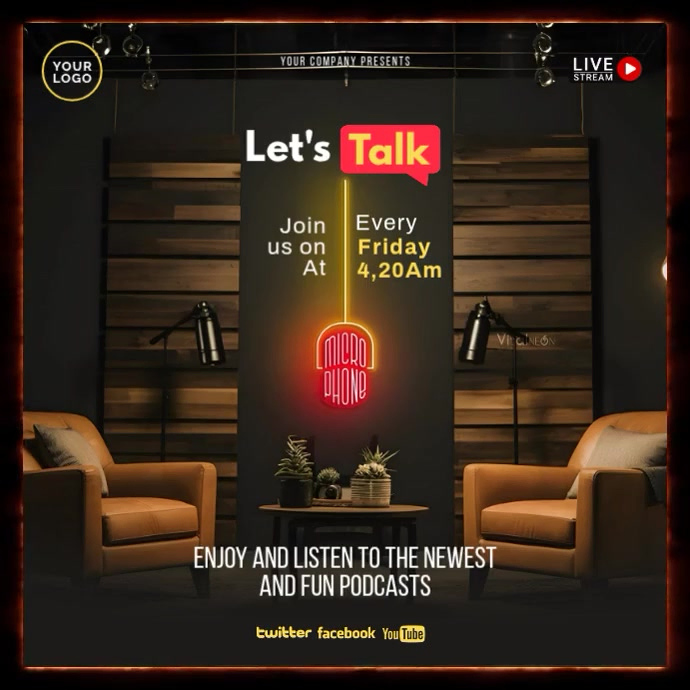 Black Podcast Promotion Square Template | PosterMyWall